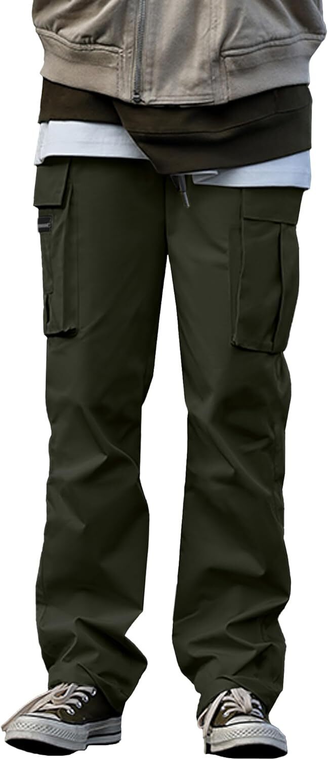 🔥6-PACKS $24.89 Men's Plus Size Casual Solid Color Drawstring Overalls