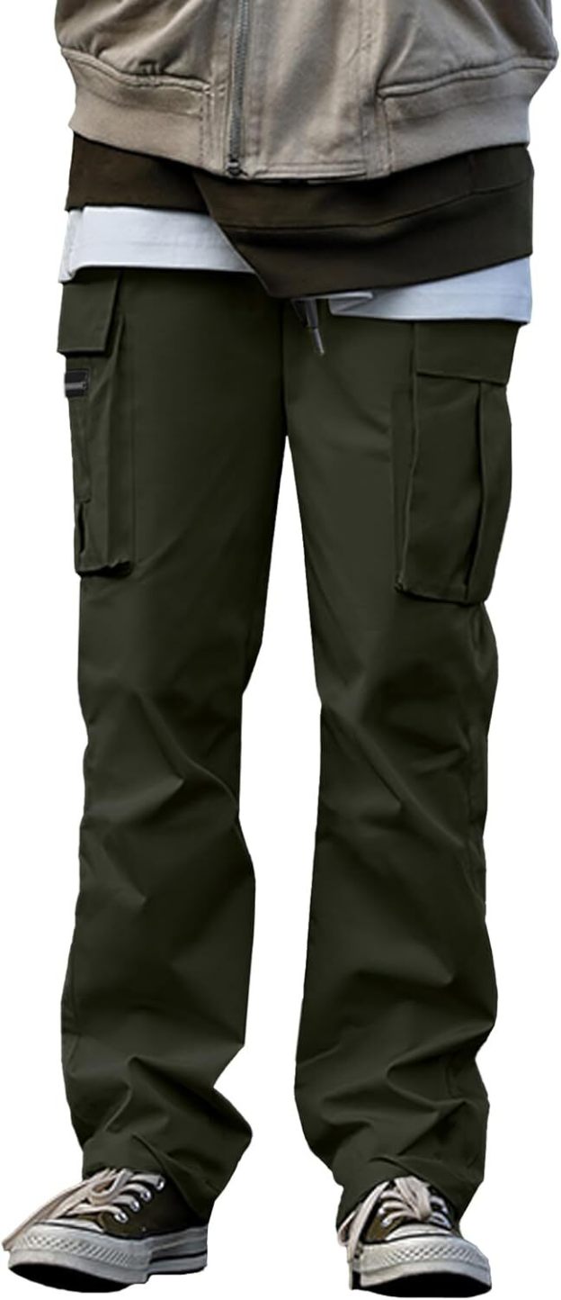 🔥6-PACKS $24.89 Men's Plus Size Casual Solid Color Drawstring Overalls