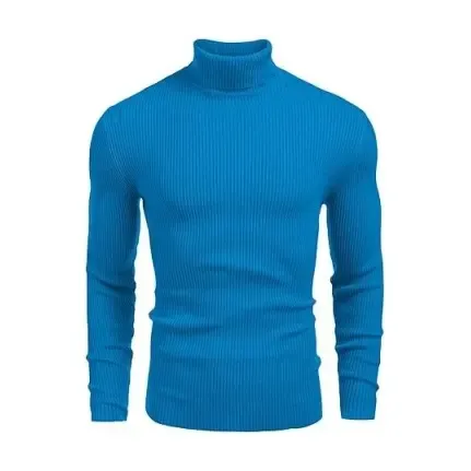 Fall/Winter Men’s Ribbed High-Neck Sweater – Slim Fit, Soft Knit, Warm Casual Pullover