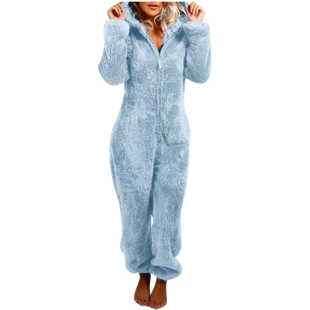 Women's Fleece-Lined Hooded Onesie Pajamas