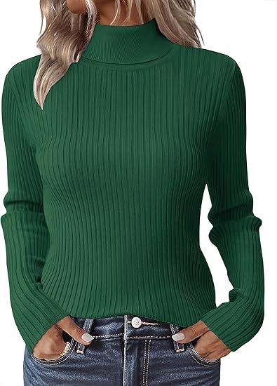 Women's elegant thick warm turtleneck long-sleeved sweater - Soft Pink - Regular Fit H-Line Silhouette
