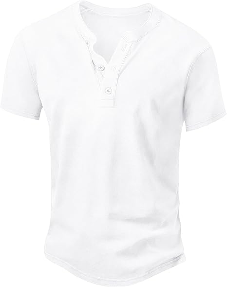 Men’s Vintage Acid-Wash Henley T-Shirt – 100% Cotton