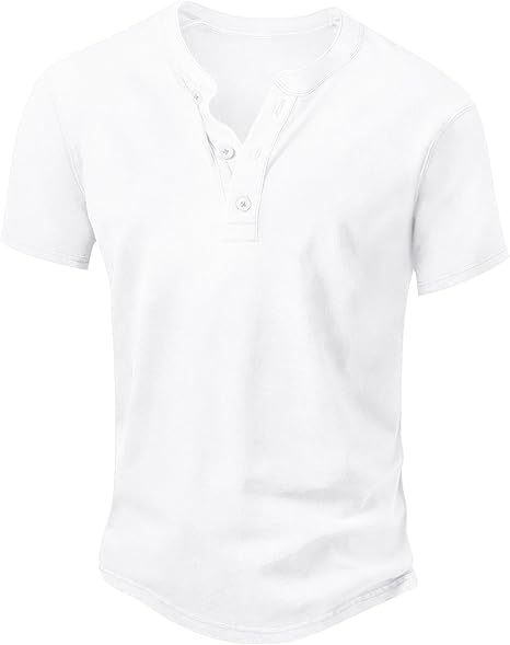 Men’s Vintage Acid-Wash Henley T-Shirt – 100% Cotton