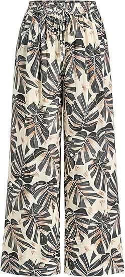 Women's Striped Elastic Waist Palazzo Trousers