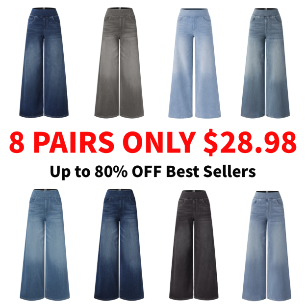 Wide Leg Stretchy Jeans for Women Loose Fit