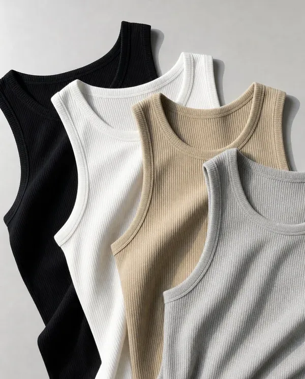Men's Wide Strap Ribbed Tank Top
