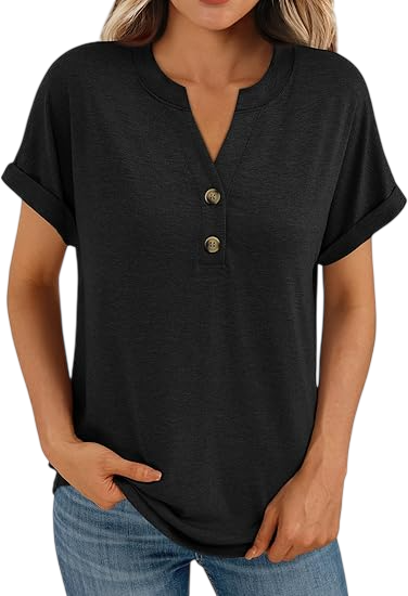 Women’s Casual V-Neck Henley Top