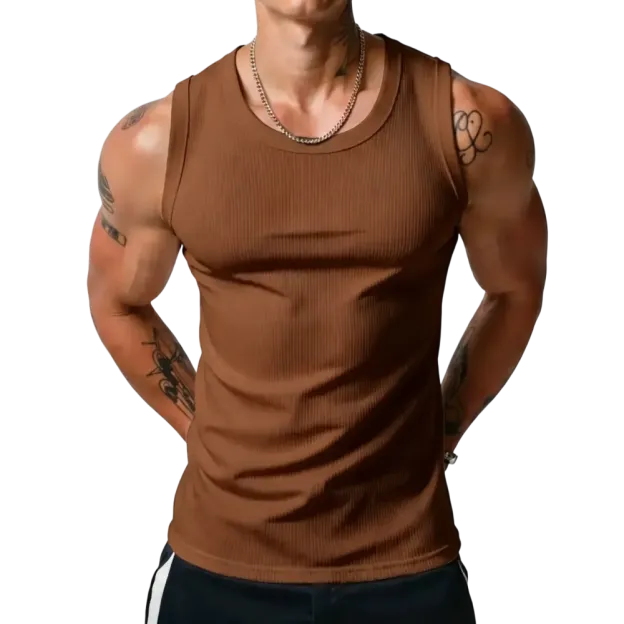 Men’s Wide Strap Ribbed Tank Top, High Stretch Breathable Muscle Tank, Heavyweight Drapey Fit Gym & Casual Sleeveless Shirt