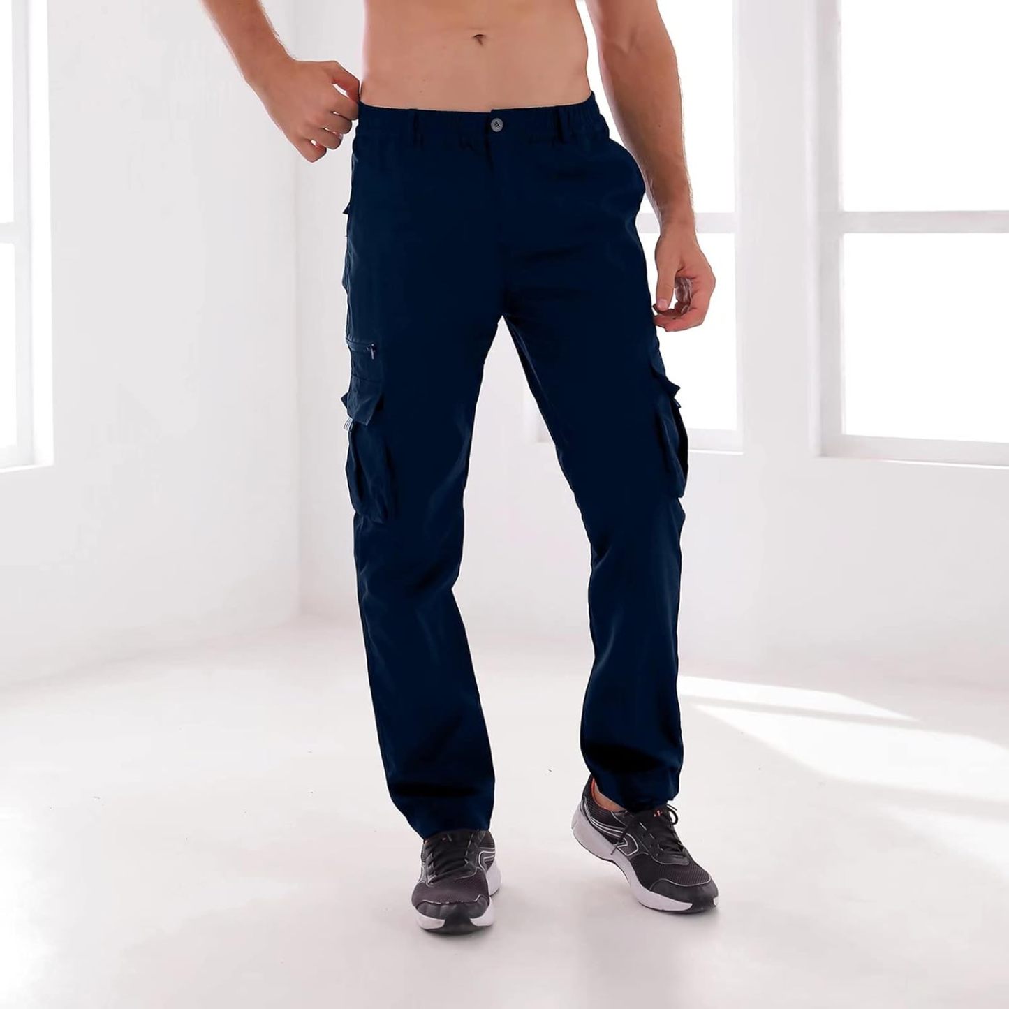 Men Outdoor Cargo Pant Lightweight Tactical Pant Hiking Jogger Classic Fit Multi Pockets