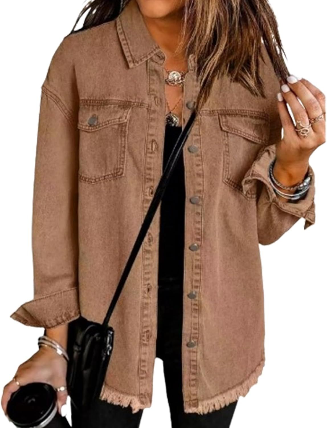 Oversized Vintage-Style Denim Jacket for Women