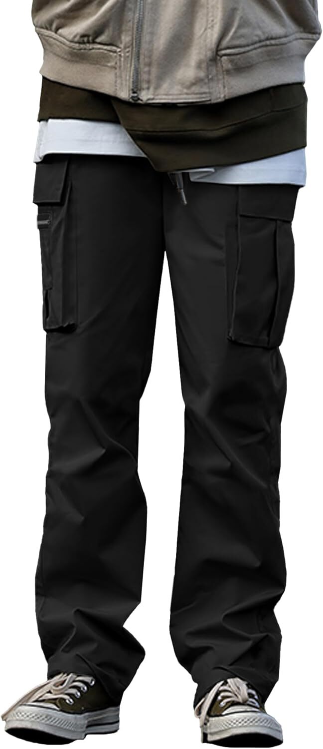 🔥6-PACKS $24.89 Men's Plus Size Casual Solid Color Drawstring Overalls