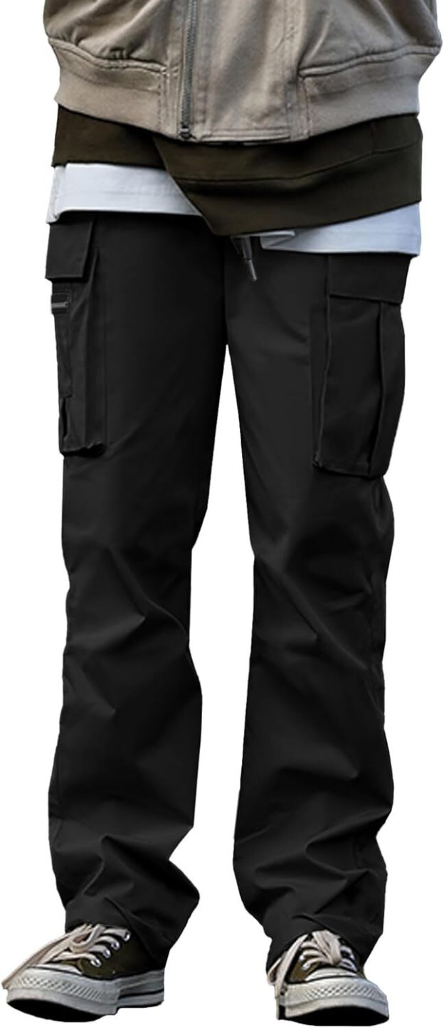 🔥6-PACKS $24.89 Men's Plus Size Casual Solid Color Drawstring Overalls