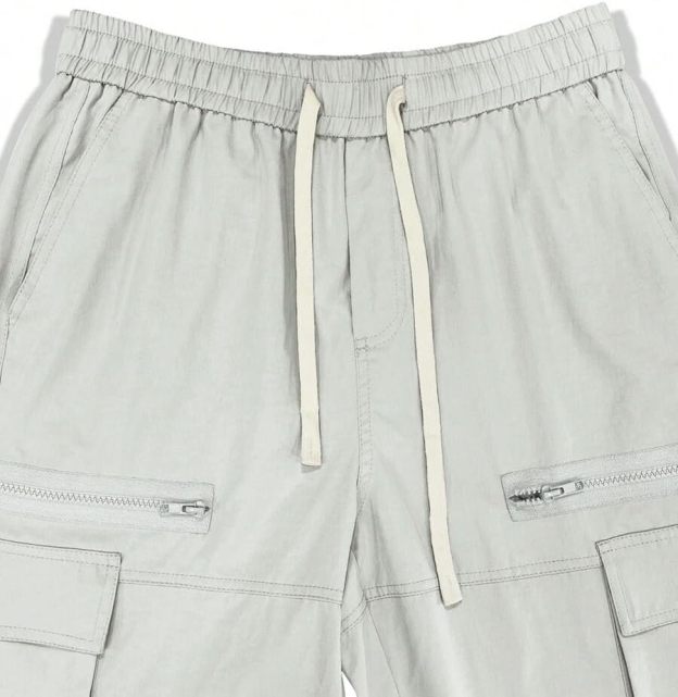 Men's Loose Solid Color All-match Pocket Drawstring Waist Overalls