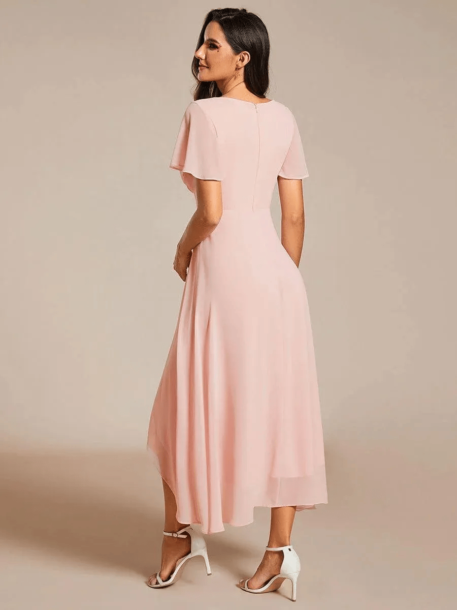 Last Day 89% OFF 🔥 Ruffles Sleeve Pleated V-Neck A-Line Midi Dress (buy two free shipping!!!)