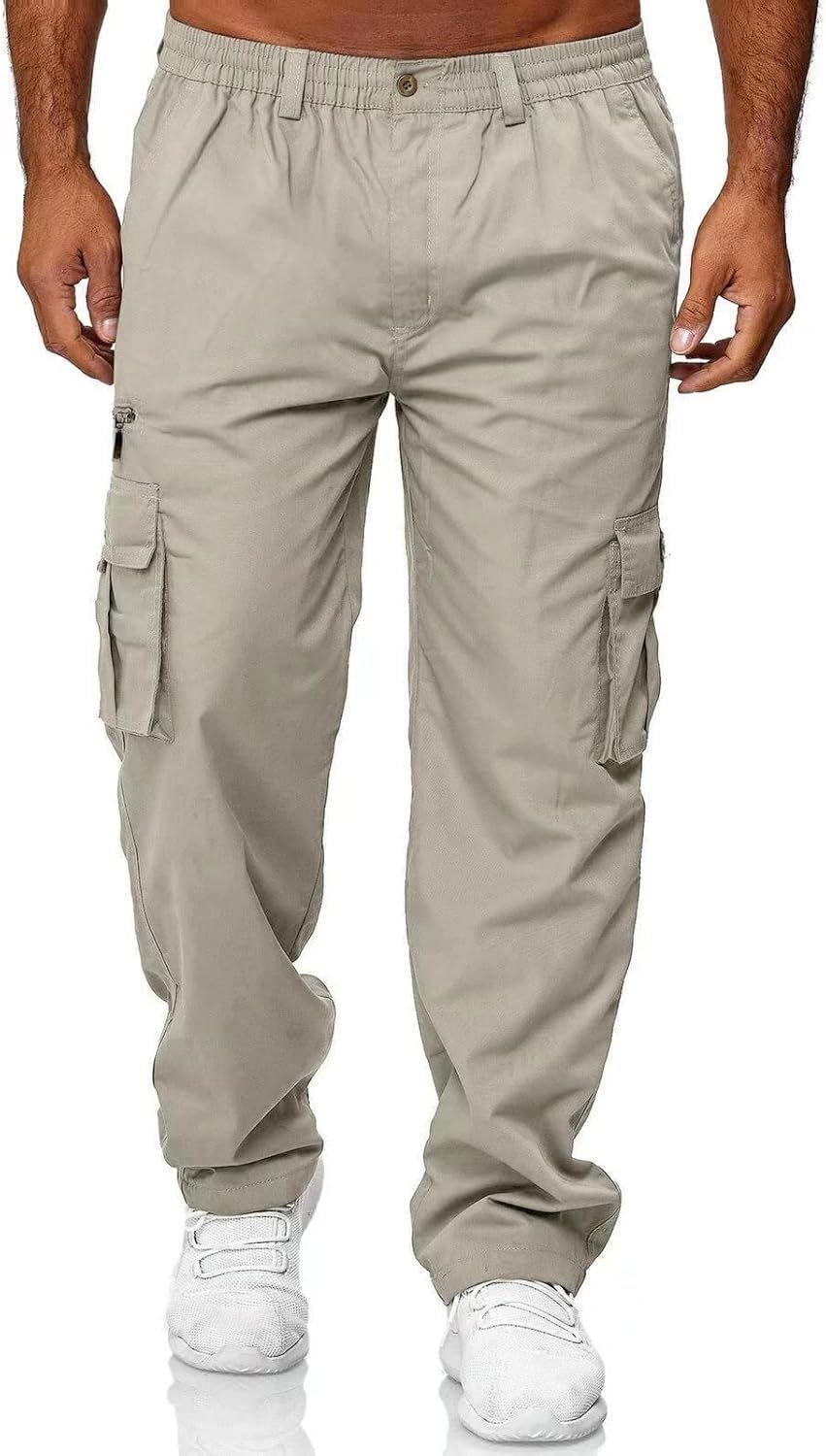 Men Outdoor Cargo Pant Lightweight Tactical Pant Hiking Jogger Classic Fit Multi Pockets
