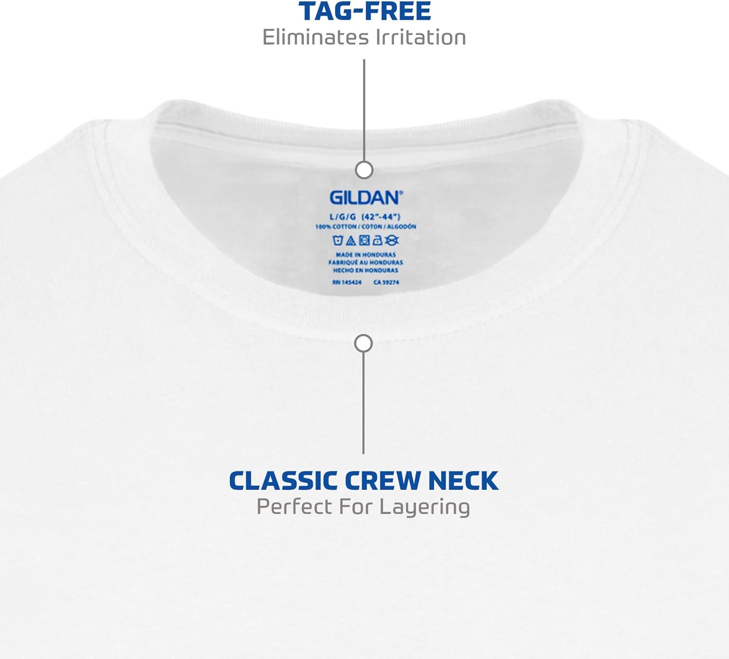 Classic Men's T-Shirt - New Heavyweight Short Sleeve Crew Neck Solid Men's T-Shirt Moisture Wicking, Tag Free, Also Available in Plus and Extra Long Sizes