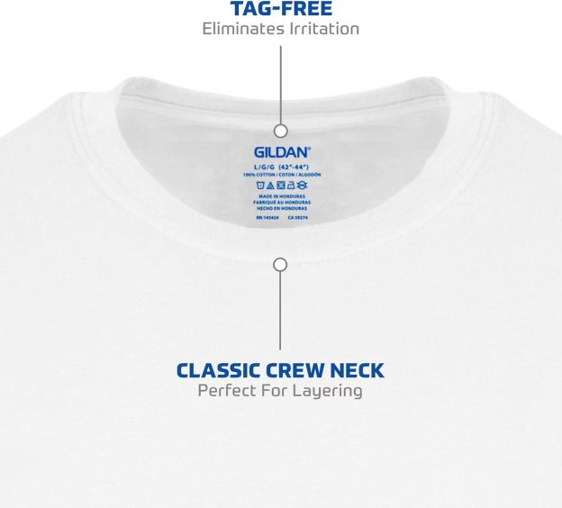Classic Men's T-Shirt - New Heavyweight Short Sleeve Crew Neck Solid Men's T-Shirt Moisture Wicking, Tag Free, Also Available in Plus and Extra Long Sizes