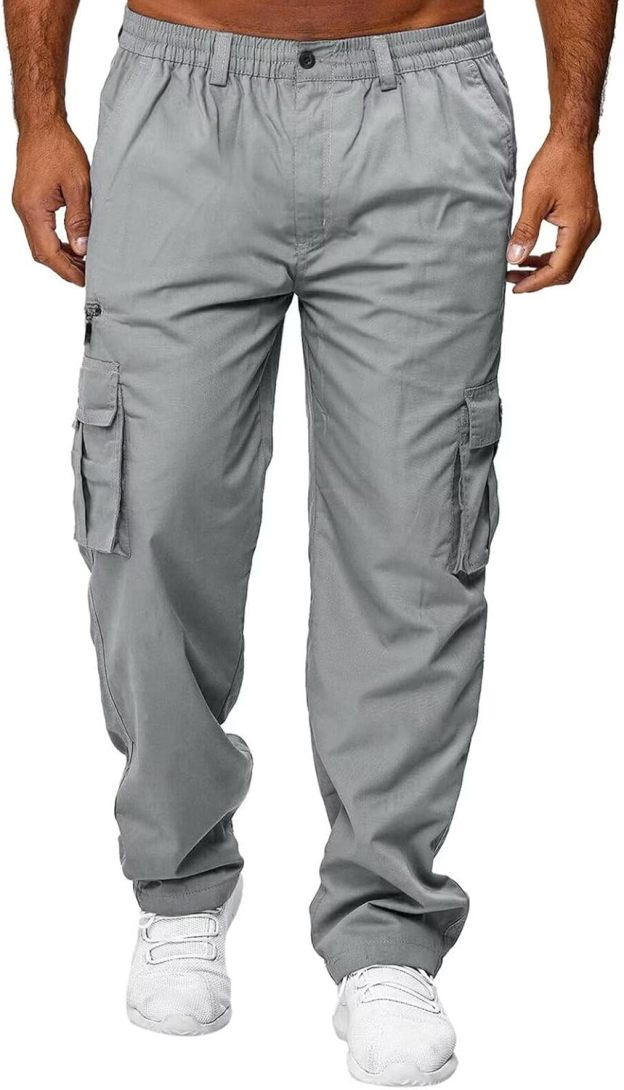 Men Outdoor Cargo Pant Lightweight Tactical Pant Hiking Jogger Classic Fit Multi Pockets