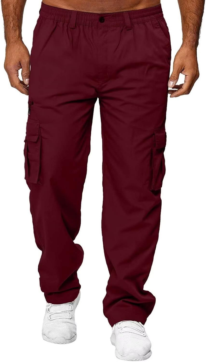Men Outdoor Cargo Pant Lightweight Tactical Pant Hiking Jogger Classic Fit Multi Pockets