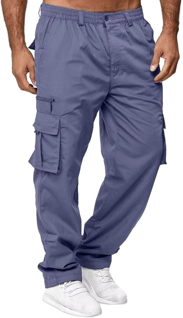 Men Outdoor Cargo Pant Lightweight Tactical Pant Hiking Jogger Classic Fit Multi Pockets