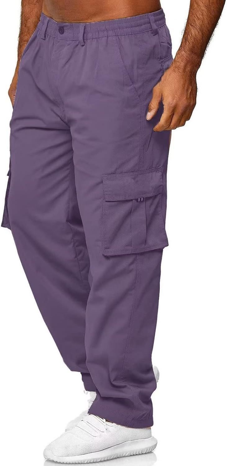 Men Outdoor Cargo Pant Lightweight Tactical Pant Hiking Jogger Classic Fit Multi Pockets