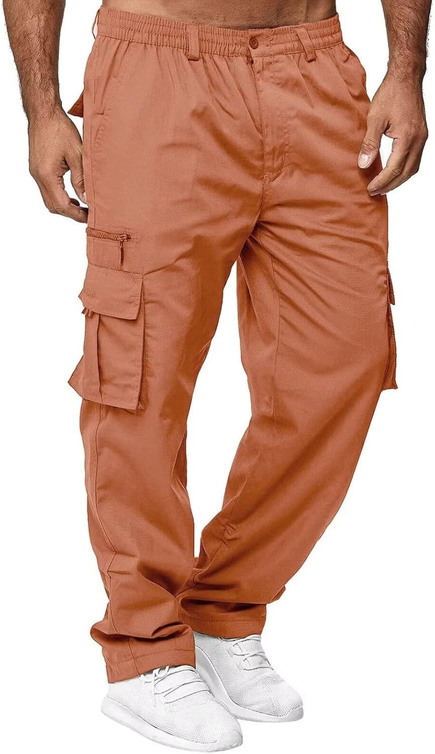 Men Outdoor Cargo Pant Lightweight Tactical Pant Hiking Jogger Classic Fit Multi Pockets