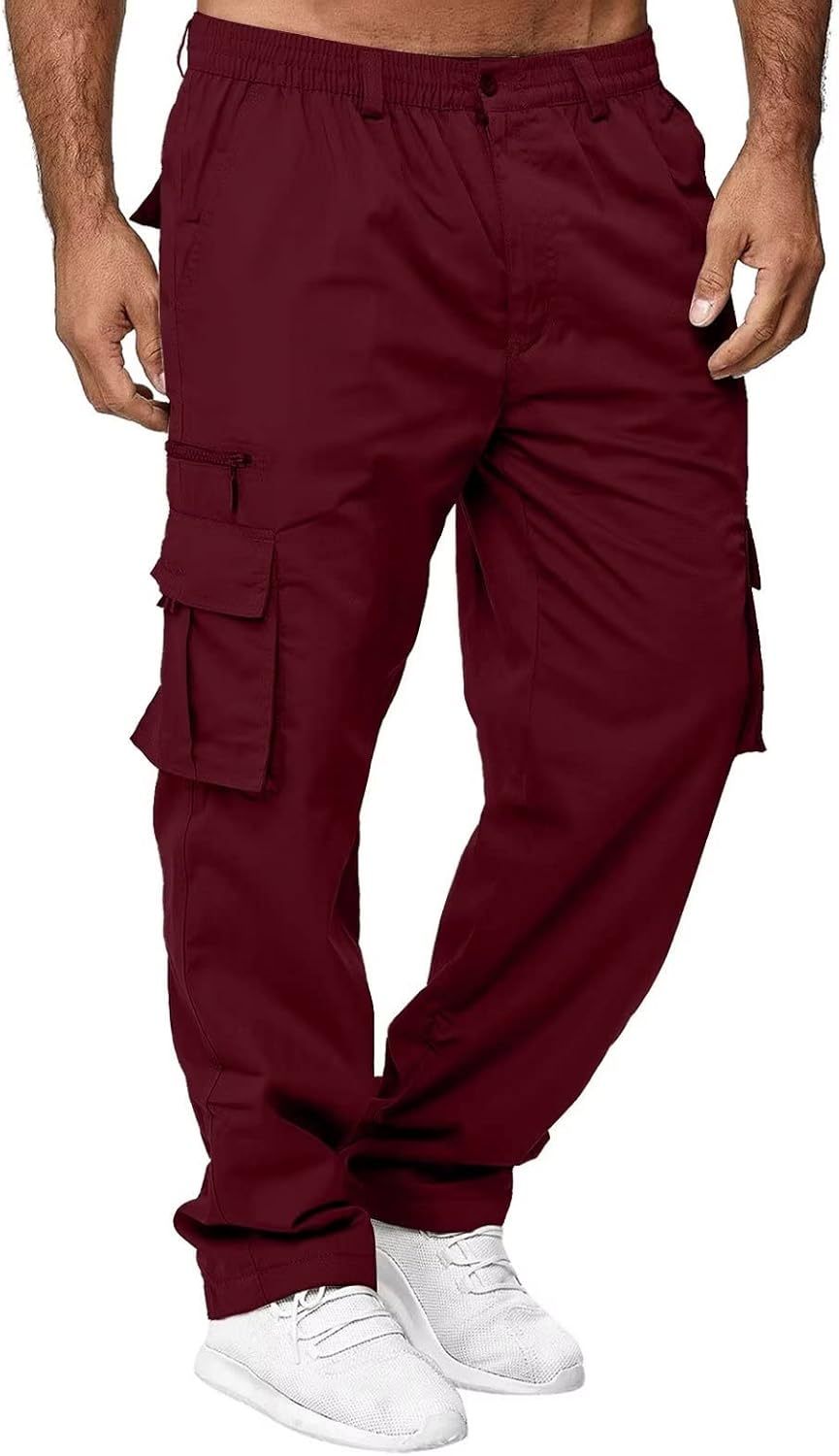 Men Outdoor Cargo Pant Lightweight Tactical Pant Hiking Jogger Classic Fit Multi Pockets