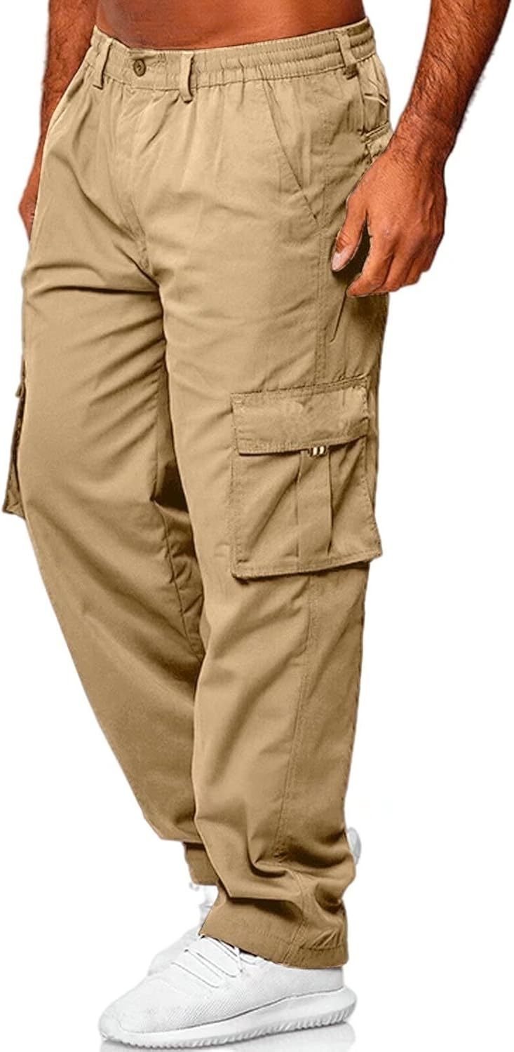 Men Outdoor Cargo Pant Lightweight Tactical Pant Hiking Jogger Classic Fit Multi Pockets