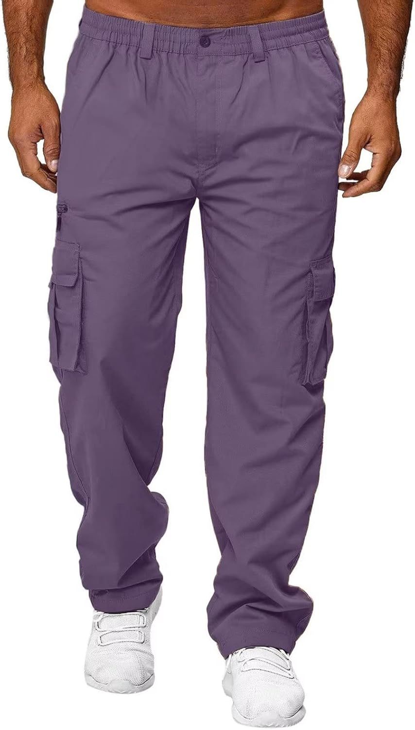 Men Outdoor Cargo Pant Lightweight Tactical Pant Hiking Jogger Classic Fit Multi Pockets