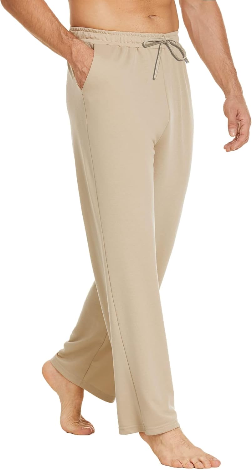 Deyeek Men's Lightweight Sweatpants Open Bottom Sweat Pants for Men Straight Leg Gym Sweatpants Lounge Pants with Pockets