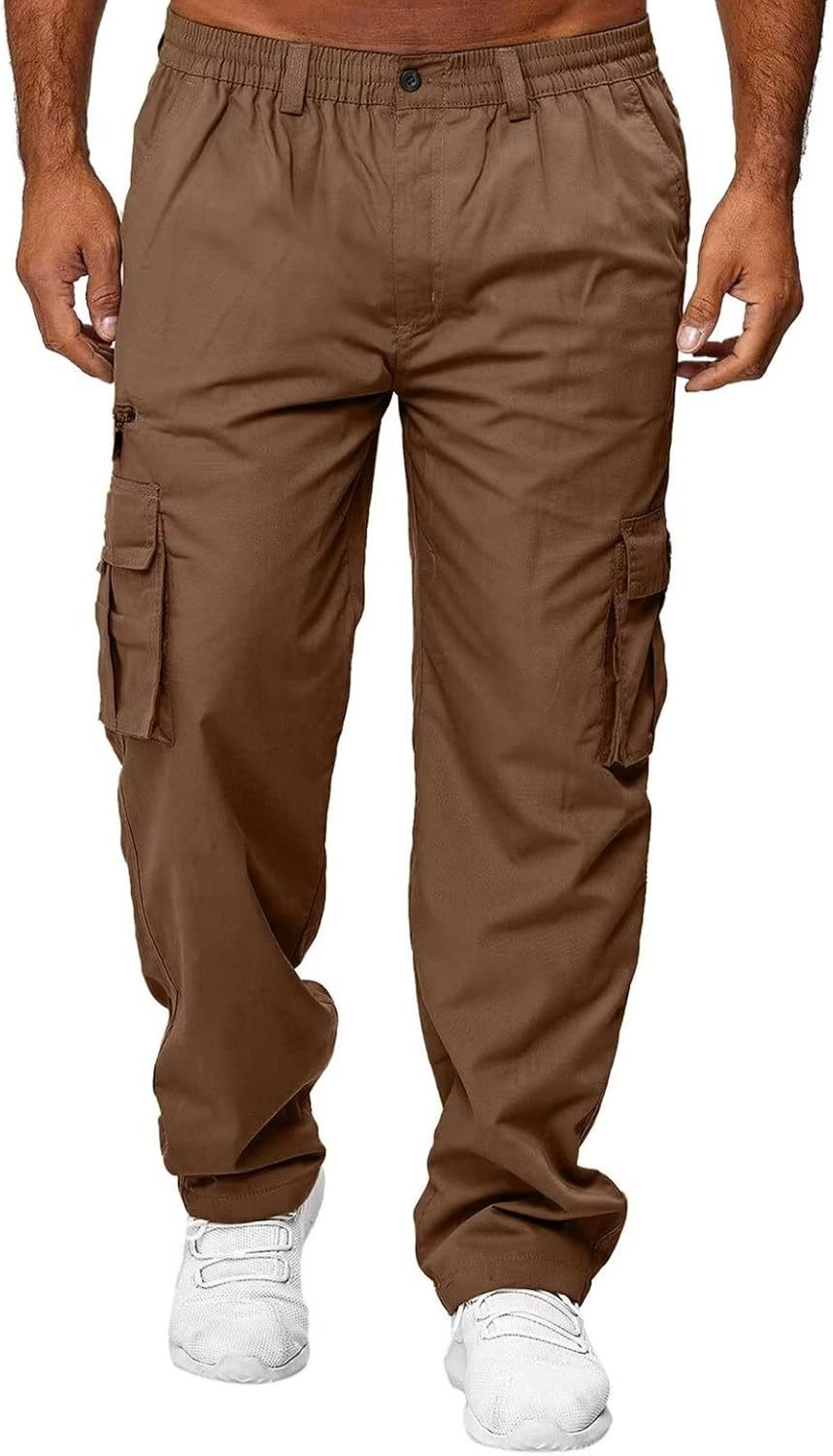Men Outdoor Cargo Pant Lightweight Tactical Pant Hiking Jogger Classic Fit Multi Pockets