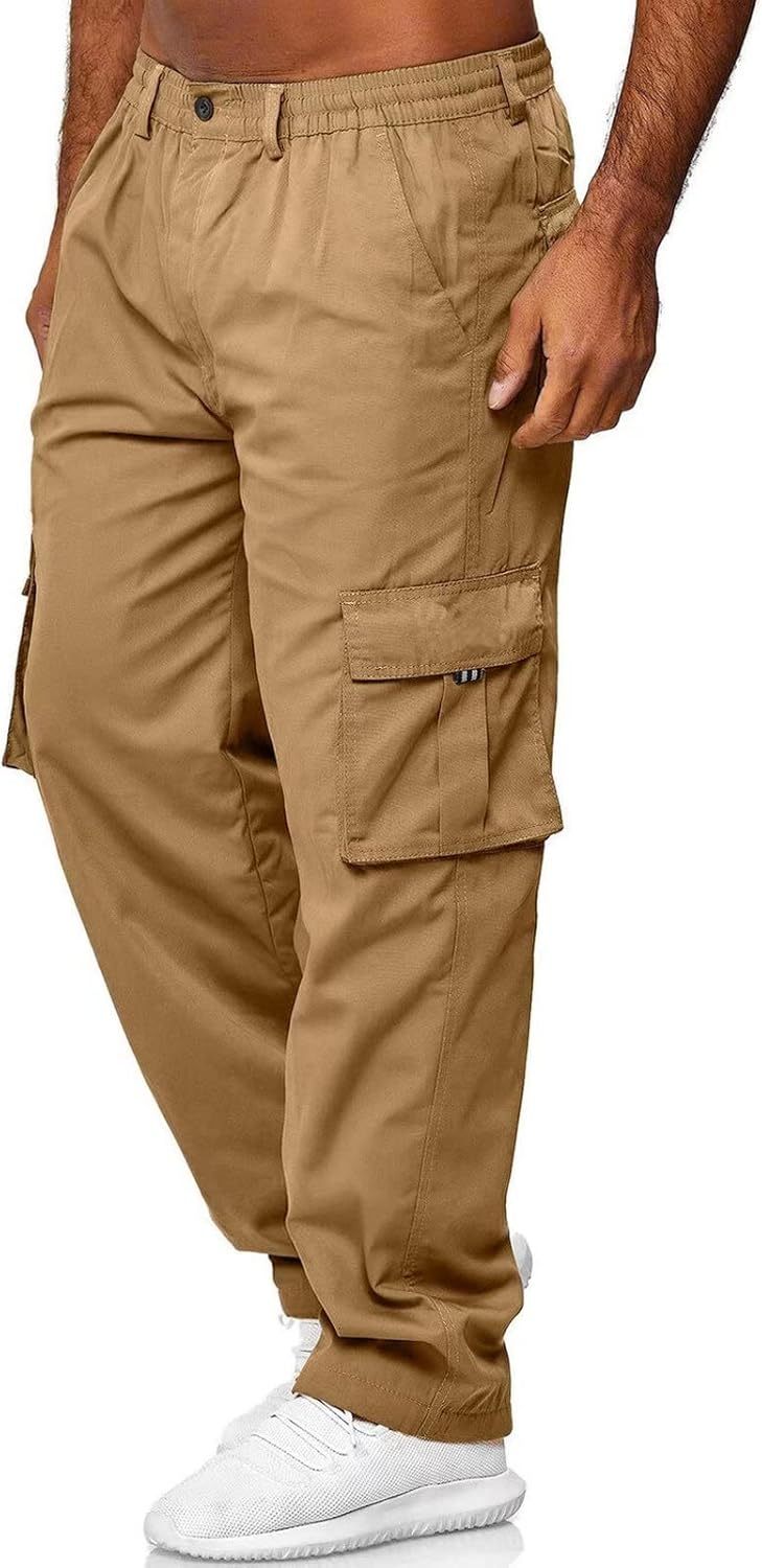 Men Outdoor Cargo Pant Lightweight Tactical Pant Hiking Jogger Classic Fit Multi Pockets