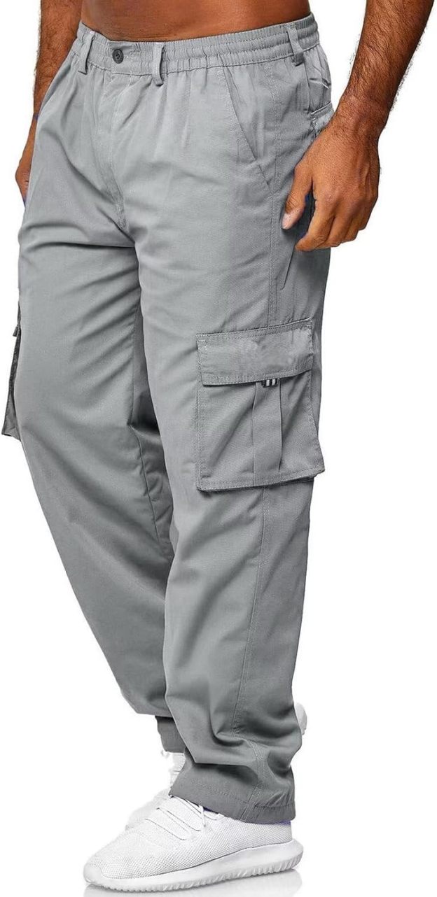 Men Outdoor Cargo Pant Lightweight Tactical Pant Hiking Jogger Classic Fit Multi Pockets