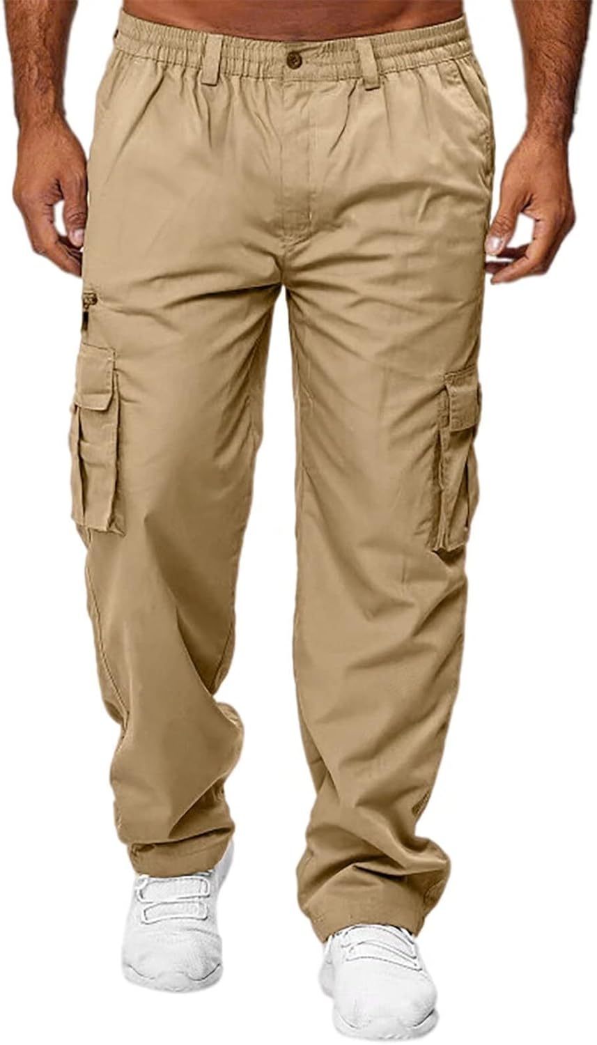 Men Outdoor Cargo Pant Lightweight Tactical Pant Hiking Jogger Classic Fit Multi Pockets