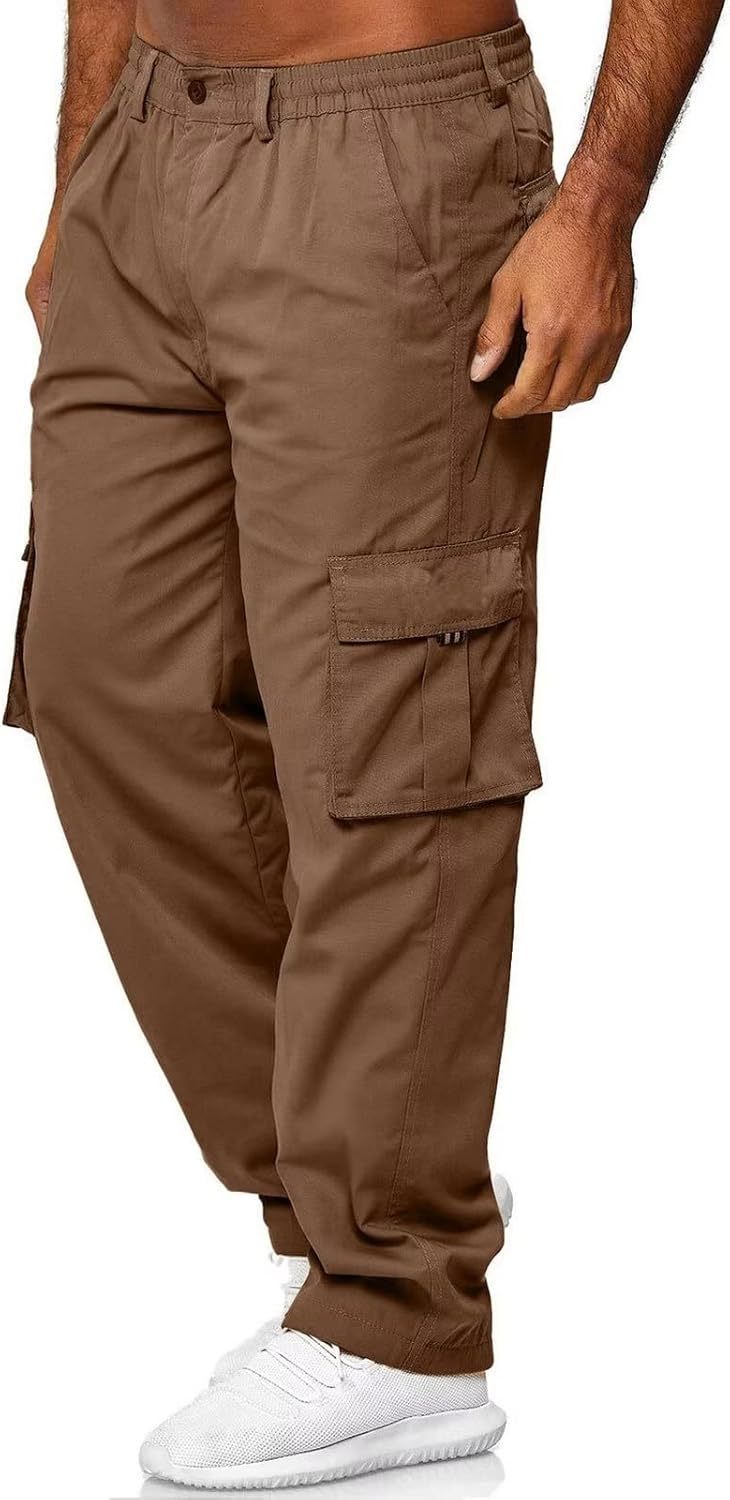 Men Outdoor Cargo Pant Lightweight Tactical Pant Hiking Jogger Classic Fit Multi Pockets
