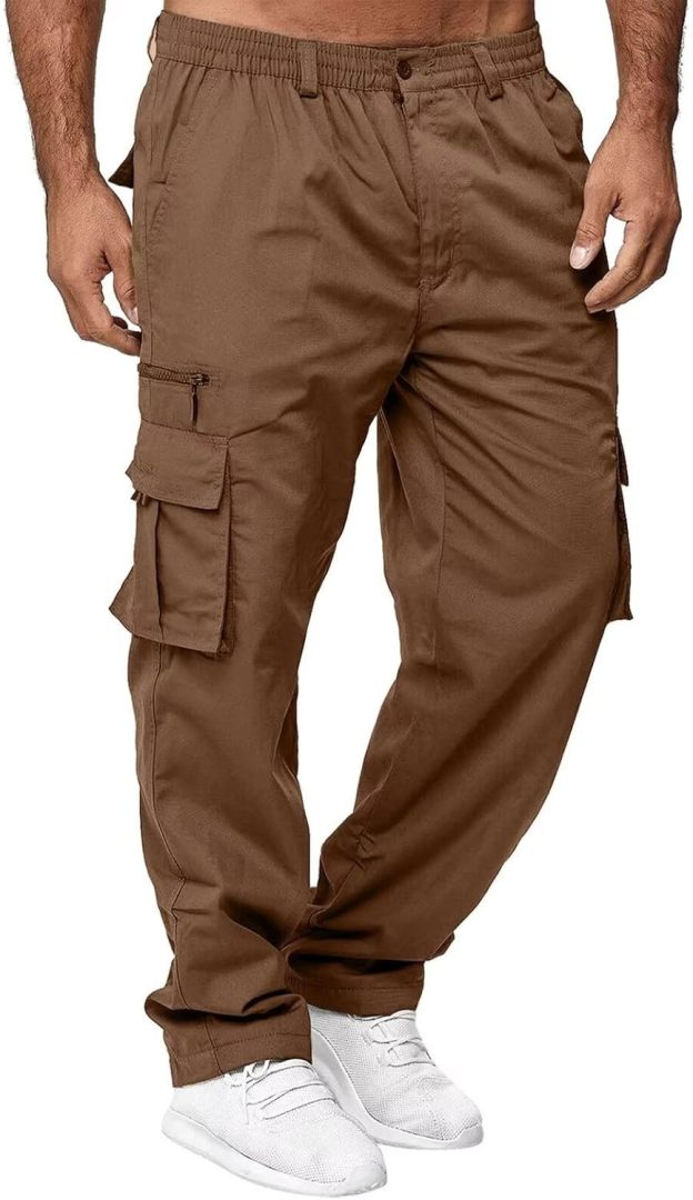 Men Outdoor Cargo Pant Lightweight Tactical Pant Hiking Jogger Classic Fit Multi Pockets