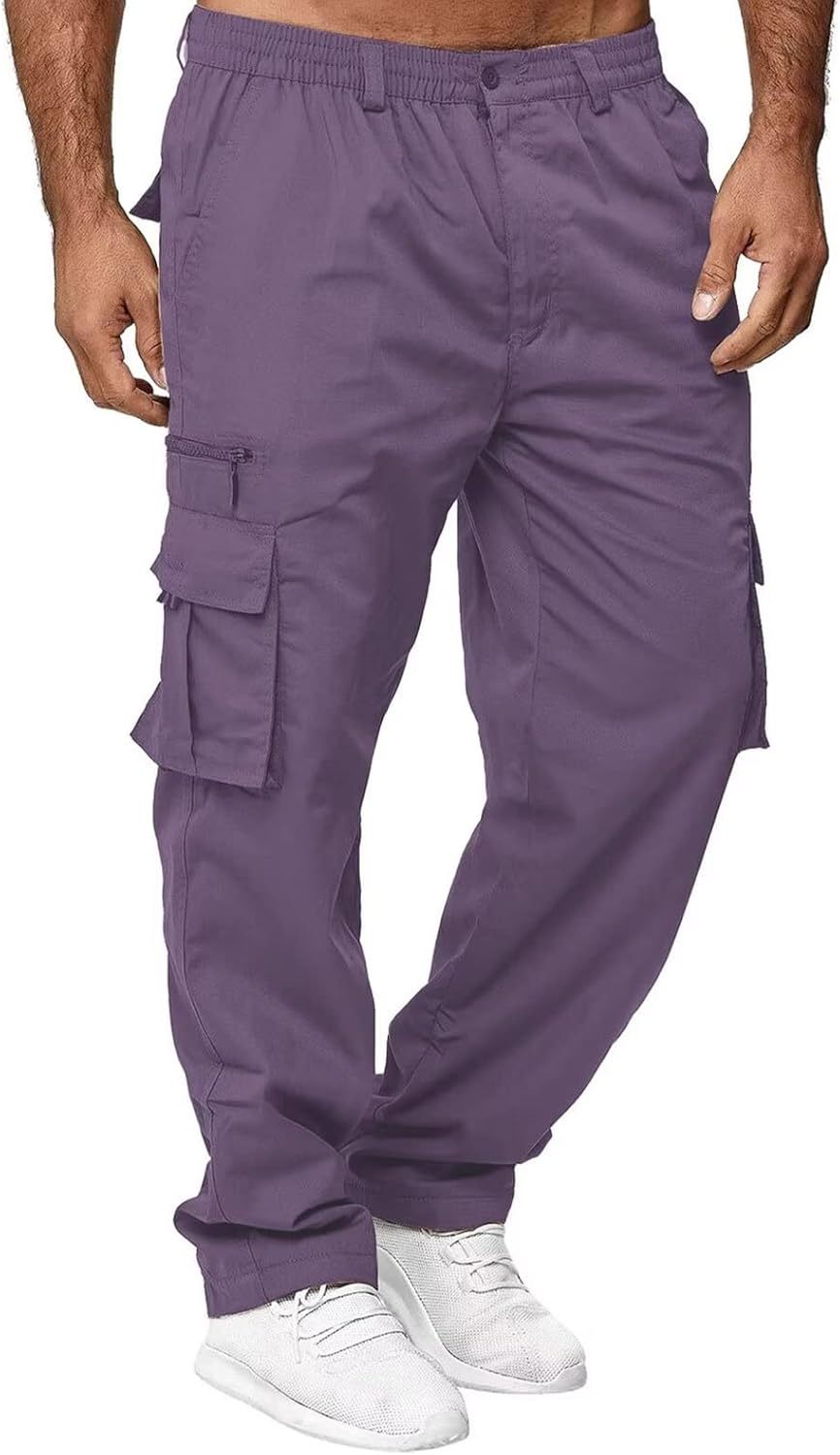 Men Outdoor Cargo Pant Lightweight Tactical Pant Hiking Jogger Classic Fit Multi Pockets