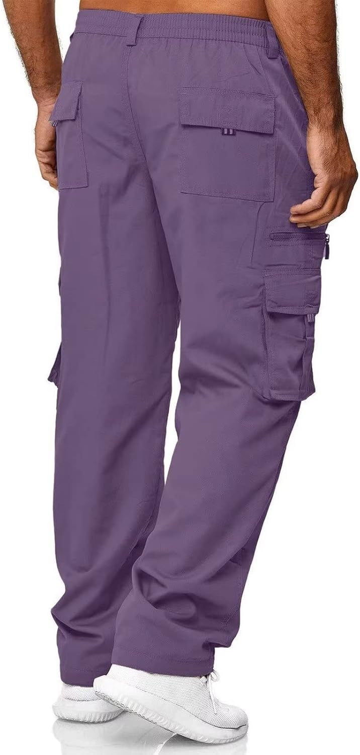Men Outdoor Cargo Pant Lightweight Tactical Pant Hiking Jogger Classic Fit Multi Pockets