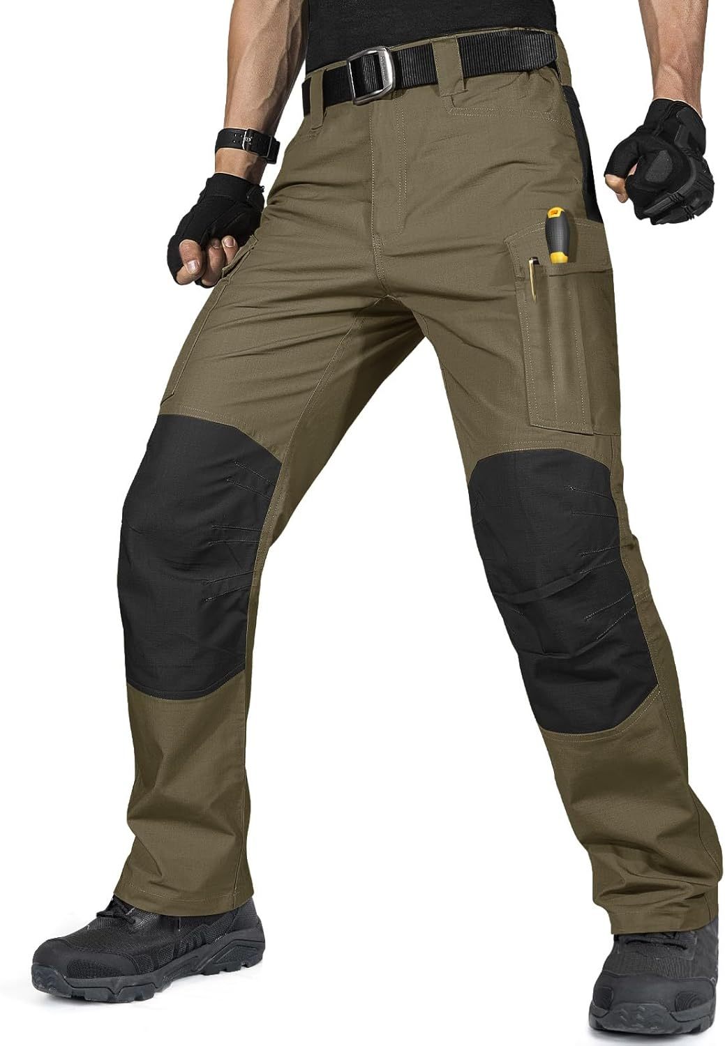 FREE SOLDIER Men's Tactical Pants Water Resistant Ripstop Cargo Work Lightweight EDC Hiking Pants with Multi Pockets