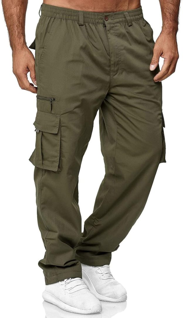 Men Outdoor Cargo Pant Lightweight Tactical Pant Hiking Jogger Classic Fit Multi Pockets