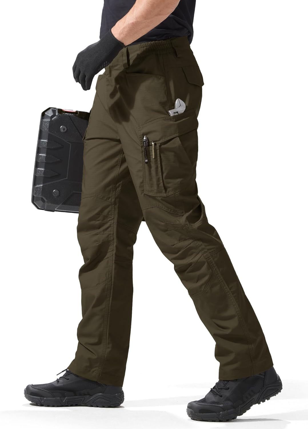 FREE SOLDIER Men's Tactical Pants Water Resistant Ripstop Cargo Work Lightweight EDC Hiking Pants with Multi Pockets