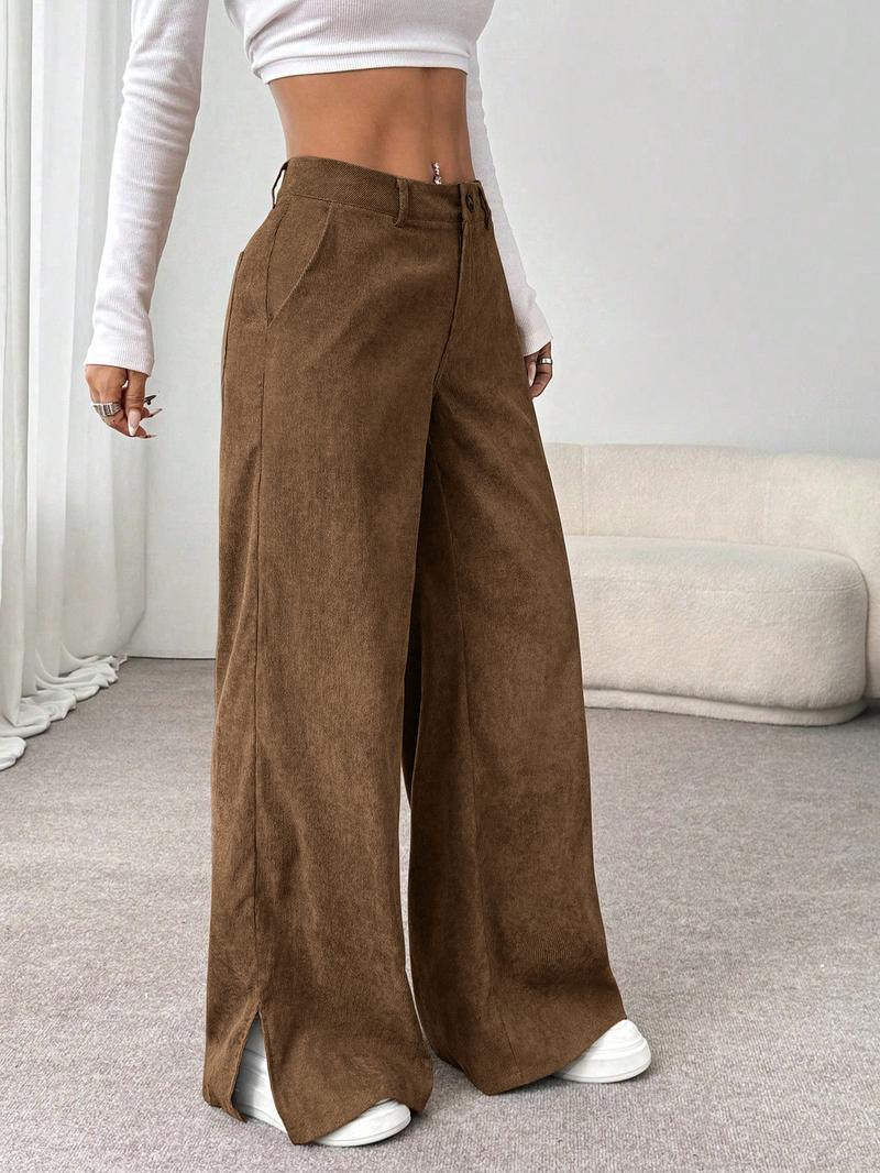 Women's Casual Pants Vintage High-End Split Wide Leg Loose Corduroy Long Pants, Comfortable and Stylish, Perfect for Daily Wear