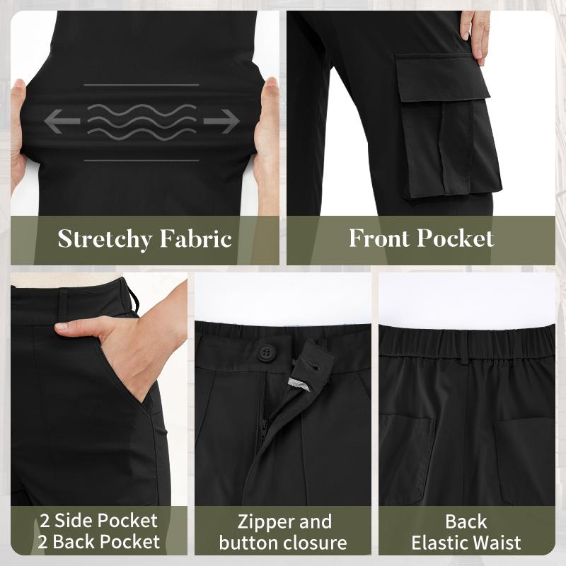 Avamo Stretchy Womens Cargo Pants thick thigh pants work outfits women Wide Leg Sweatpants Baggy High Waisted 6 Pockets Straight Leg Casual Y2K Streetwear With Adjustable Trouser Cuffs for Daily Wear Womenswear Button