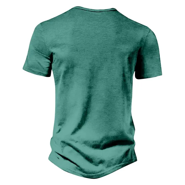 ⏰ TODAY ONLY🔥Clearance Sale!🔥 Men's Casual Solid Color Vintage Loose Pocket Short Sleeve Button-down Henley Shirt
