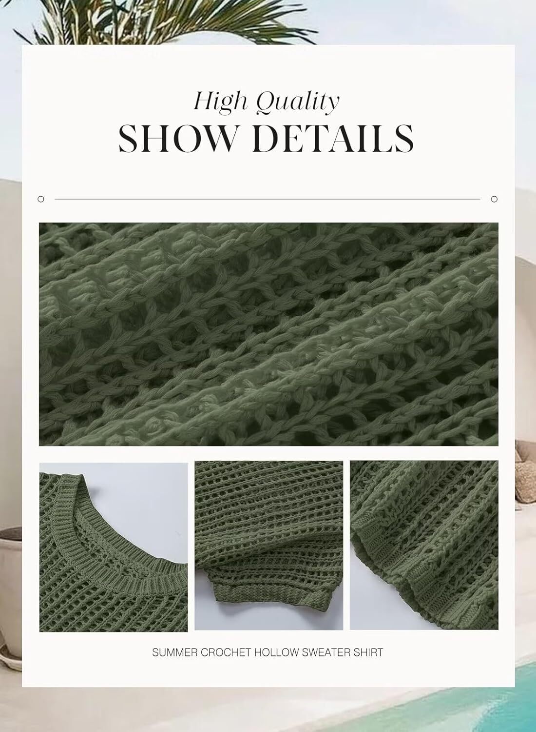Womens Summer Scoop Neck Short Sleeve Sweater Casual Crochet Hollow Out Knit Tops Pullover Shirts Beach Coverup