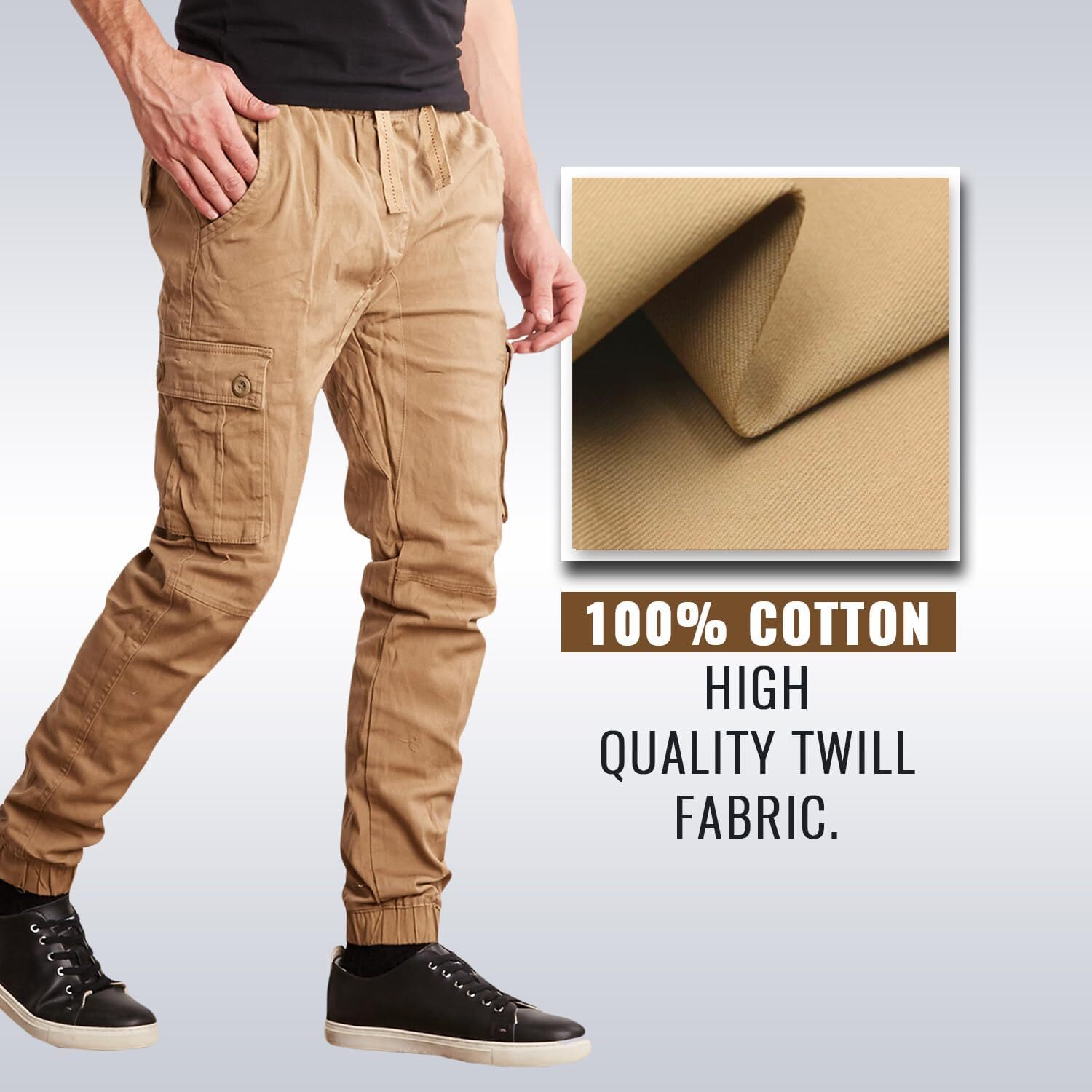 Last Day Promotion🔥3-Pack Men's Cotton Flex Stretch Cargo CombatJogger Pants (Sizes, S-6XL)