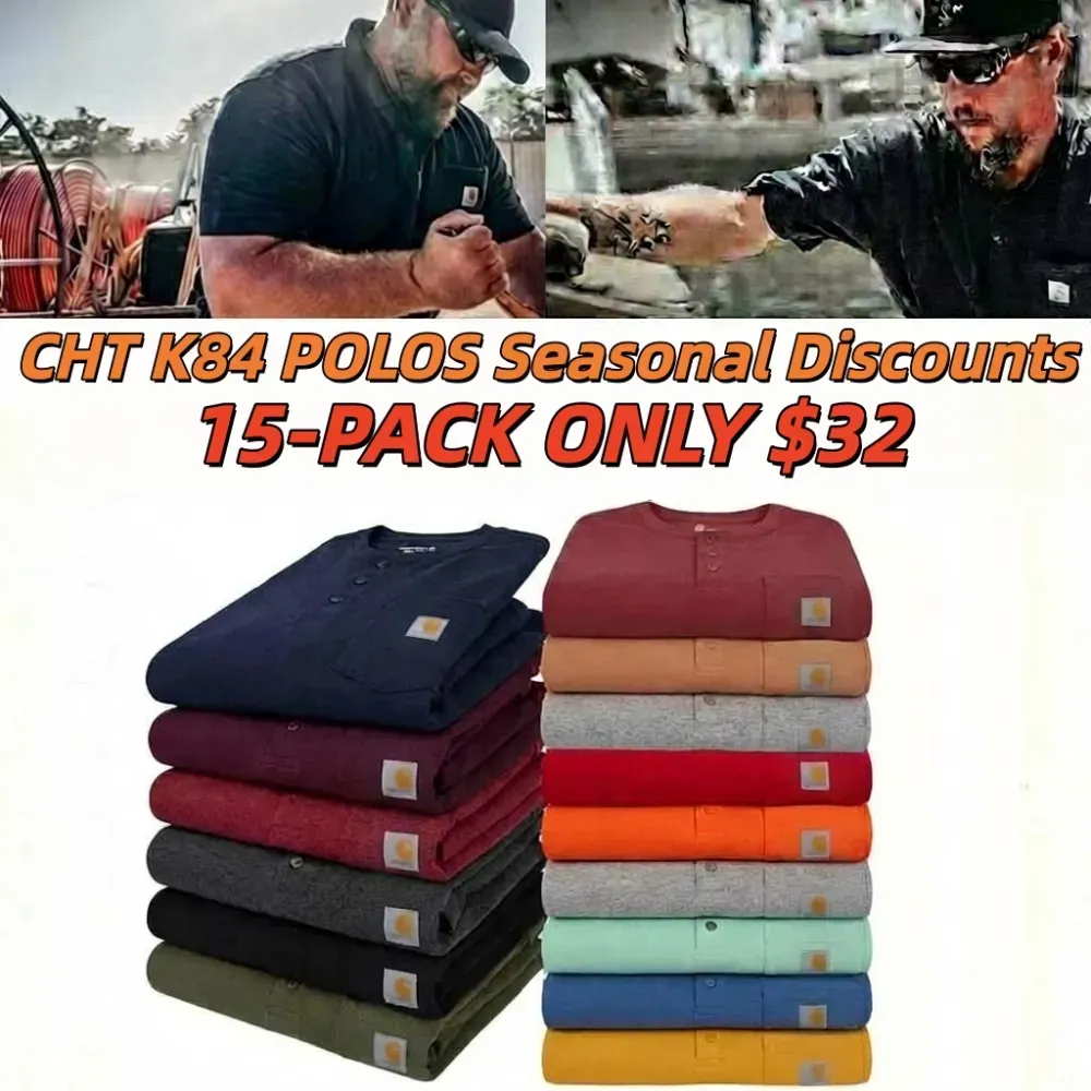 Last Day Promotion! CHT Men's K84 Workwear Loose Fit Heavyweight POLOS (Also Available in Big & Tall)