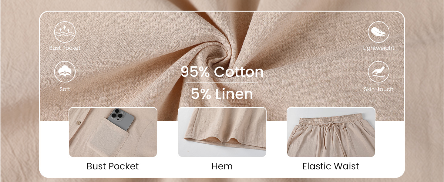 women cotton linen short sets