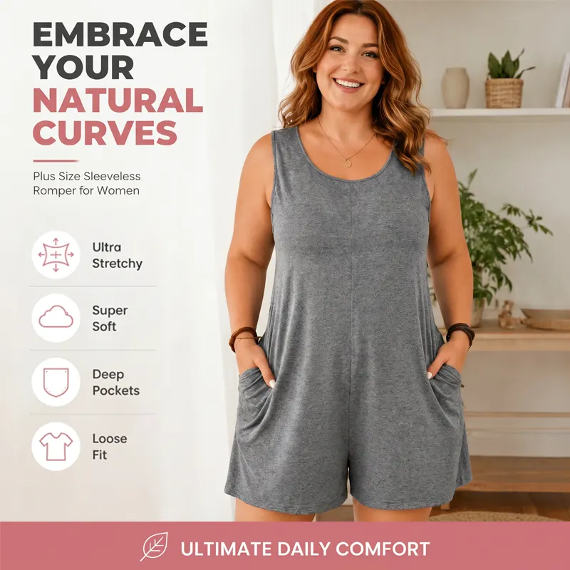 👗 LIMITED-TIME 90% OFF! 💥 Women's Plus Size Sleeveless Jumpsuit with Pockets – Flowy, Comfortable, Versatile ✨