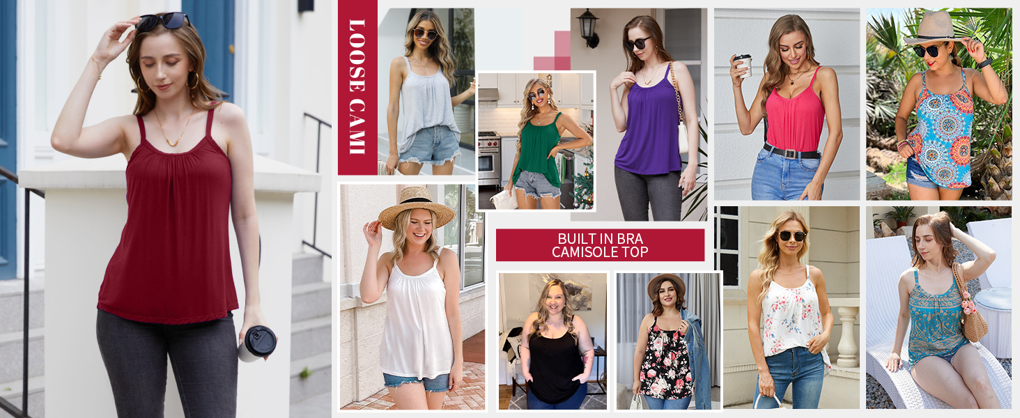 black camisole for women built in bra top